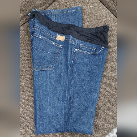 PAIGE PREMIUM DENIM Dark Wash Boot Cut Blue Denim Maternity Jeans Women's 31 - Picture 14 of 15